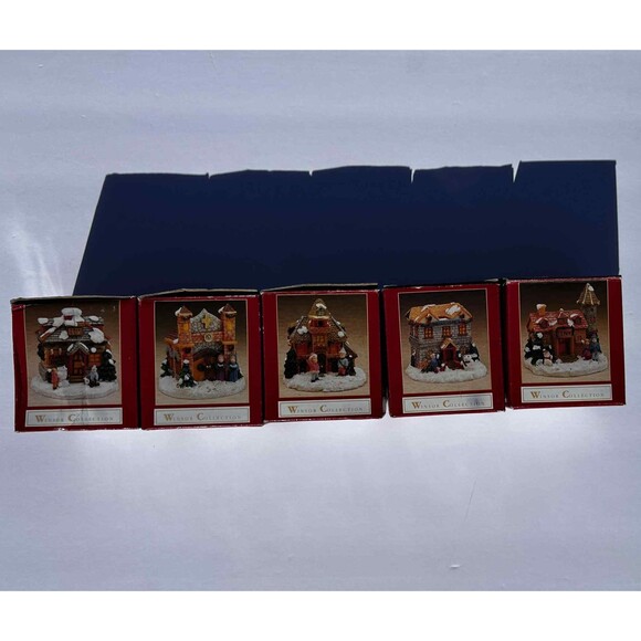 Winsor Collection Mini Christmas Village – Set of 5 w/ Boxes - Picture 3 of 11